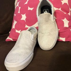 White Crackle Leather VANS